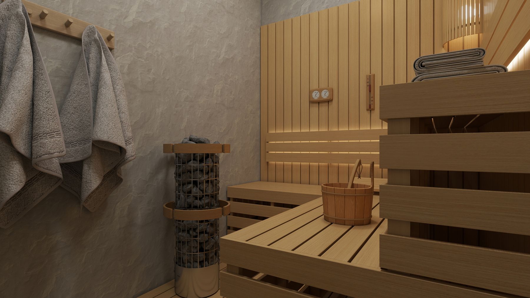 Sauna revestido en madera